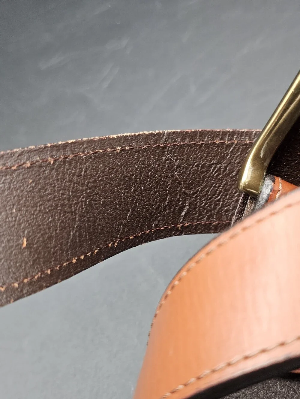 Vtg Polo Ralph Lauren Leather Belt Brass Logo Brown Men 36 Classic Old Money